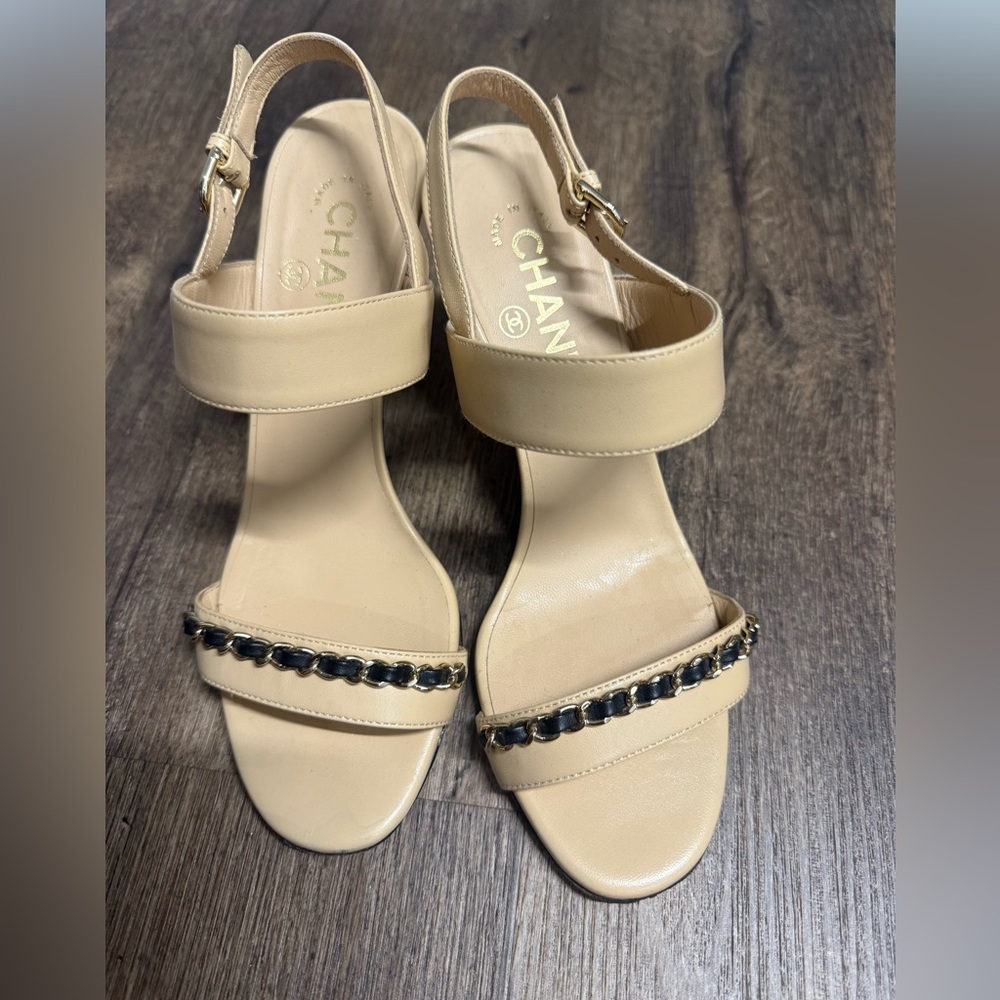 CHANEL Beige and Black Women's Heels